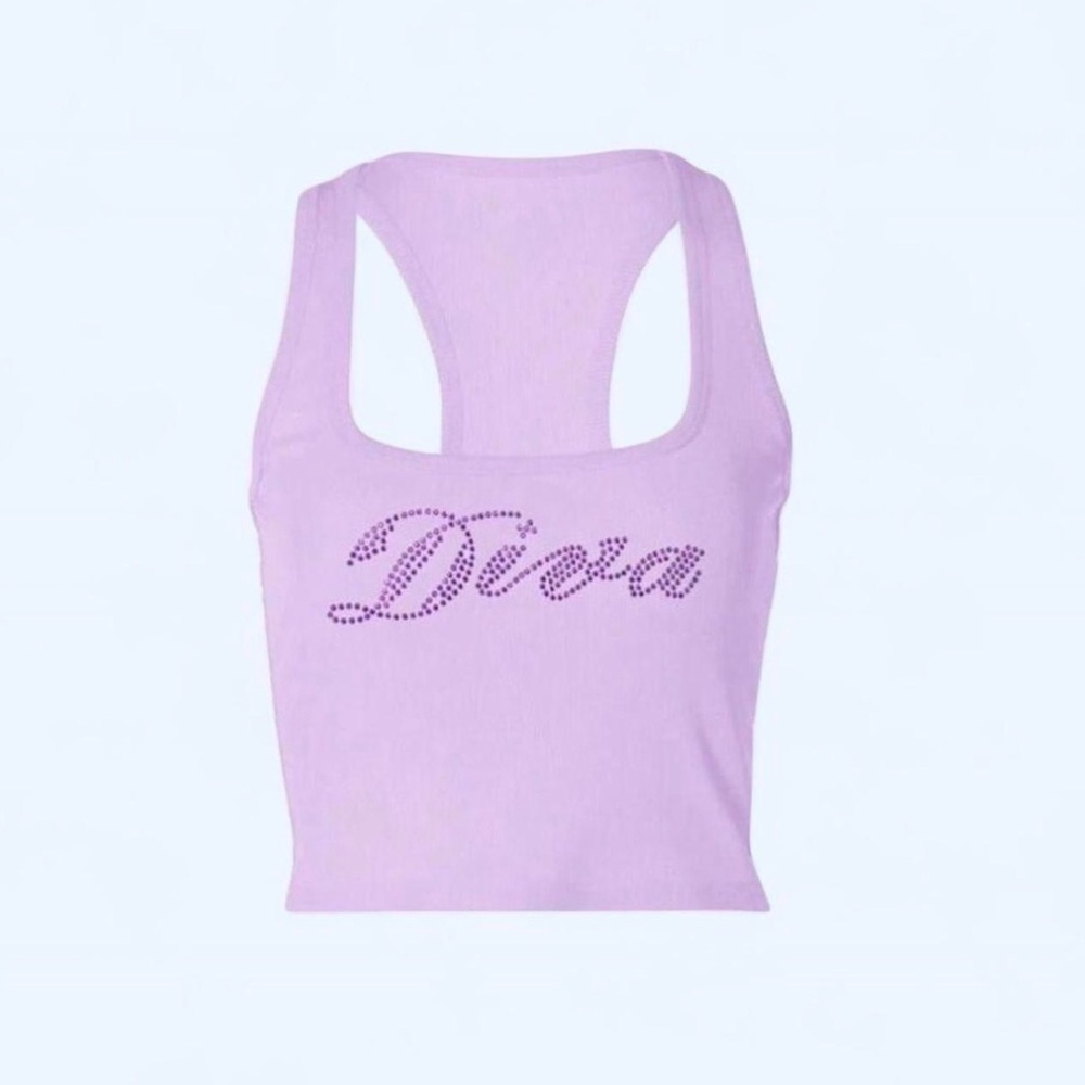 purple y2k bedazzled diva mini tee